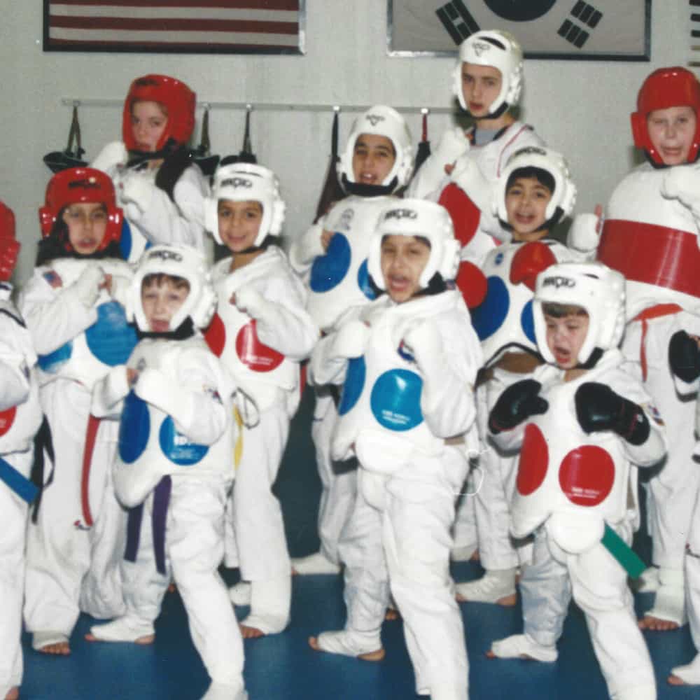 Group of kids in sparring gear